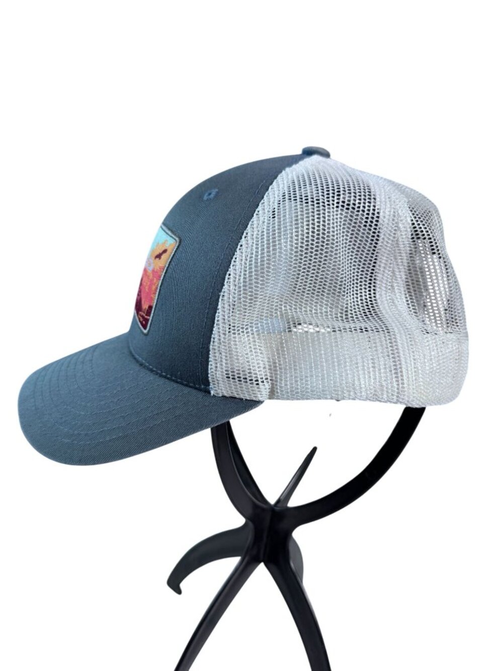 Kbethos Vintage Blue Trucker Hat Embroidered Sunset Mountain Patch Adjustable - Picture 4 of 10